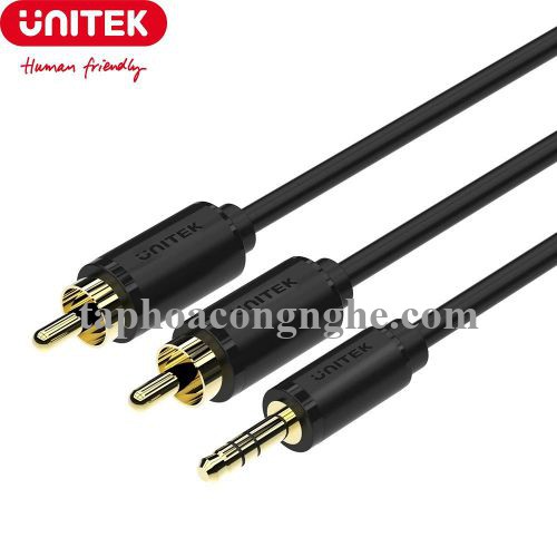 Unitek 26697 Y-C9024BK 10M Màu Đen Cáp Loa 1 Jack 3.5Mm Ra 2 Đầu Hoa Sen 30026697